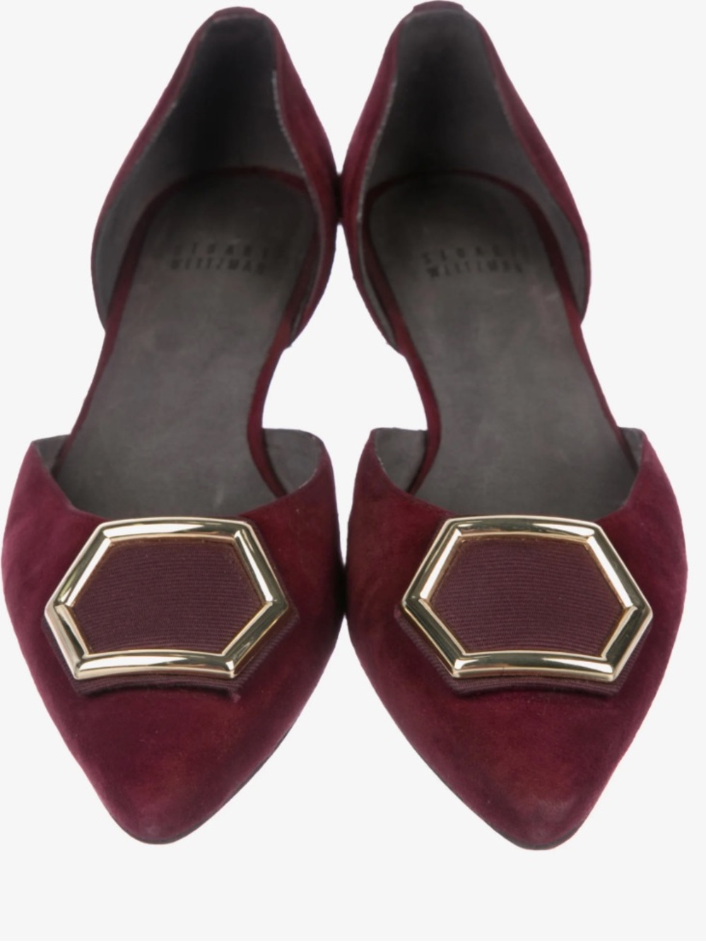 Stuart Weitzman Pointed-Toe Flat with Gold Accent